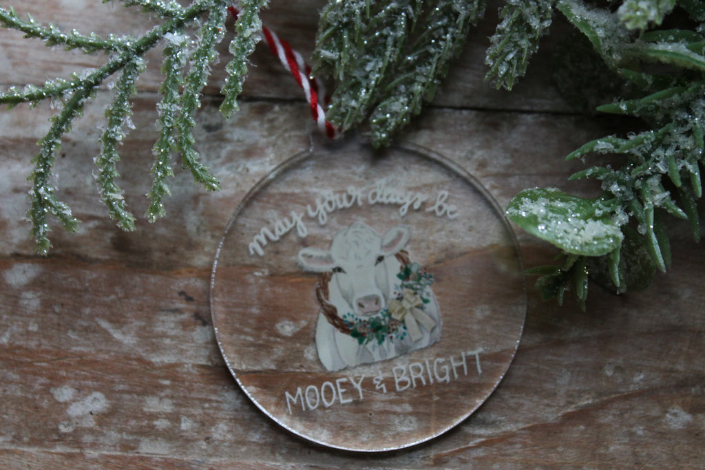 Holly Christmas Cow Gift Tag Ornament