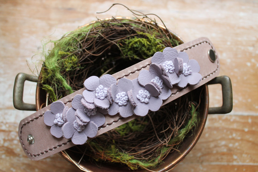 Lavender French Knot Flower Cuff