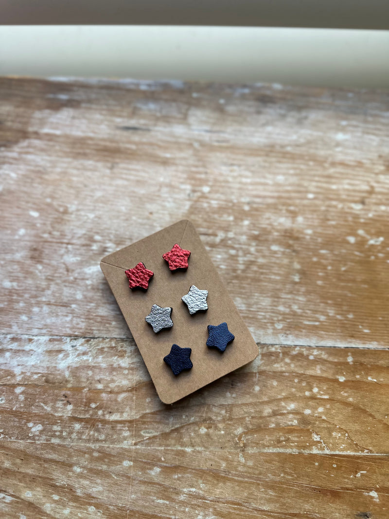 Red, White and Blue Mini Star Stud Pack