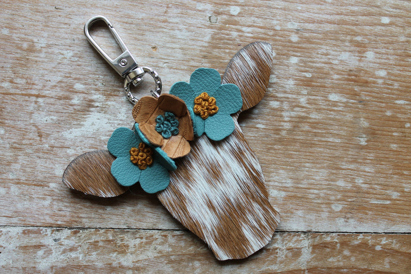 Flower Crown Cow Purse Charm