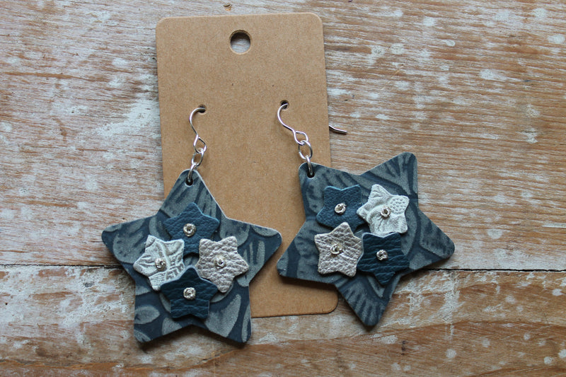 Large Star Button Earrings