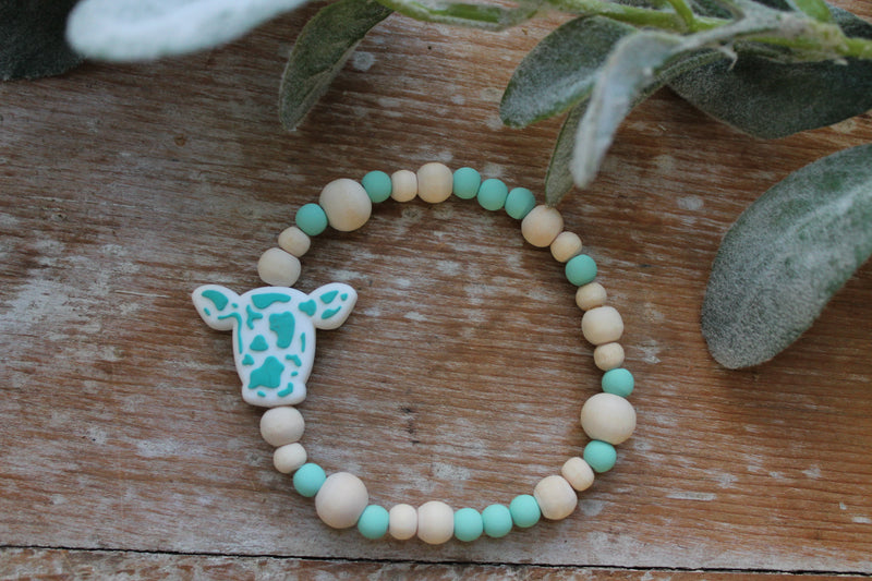 Turquoise Spotted Heifer -- Bovine Bestie Bracelet