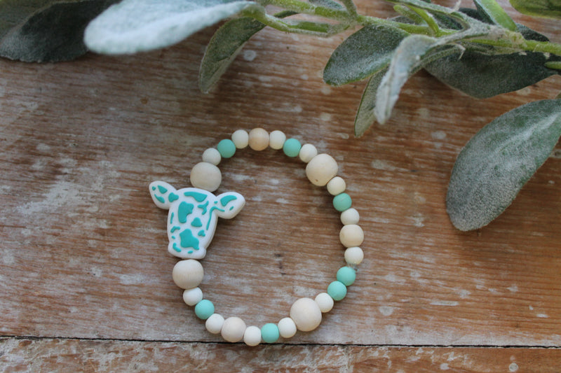 Turquoise Spotted Heifer -- Bovine Bestie Bracelet