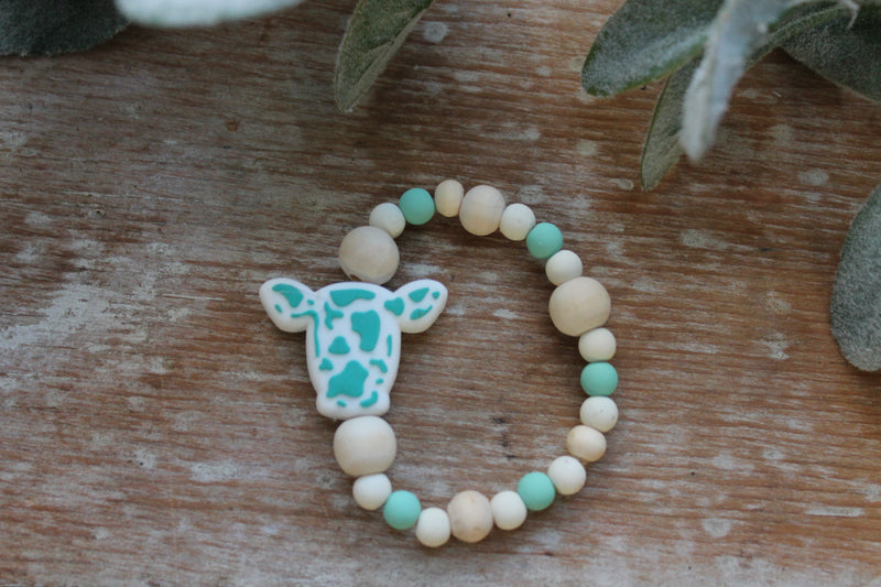 Turquoise Spotted Heifer -- Bovine Bestie Bracelet (Child's)