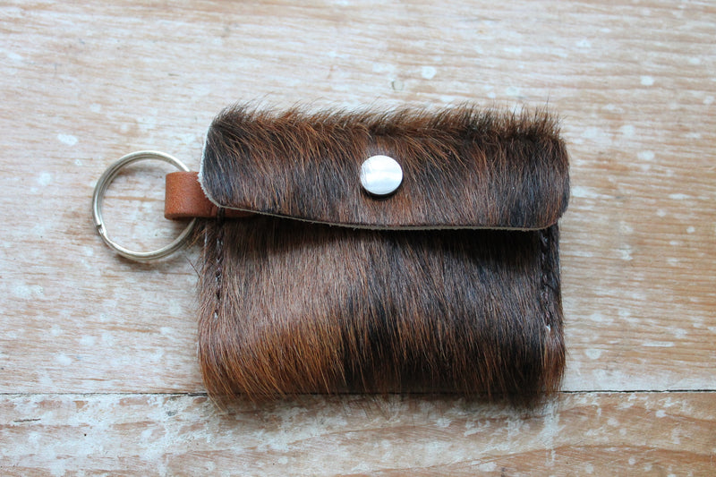 Brown Brindle Cowhide Fluffy Pouch