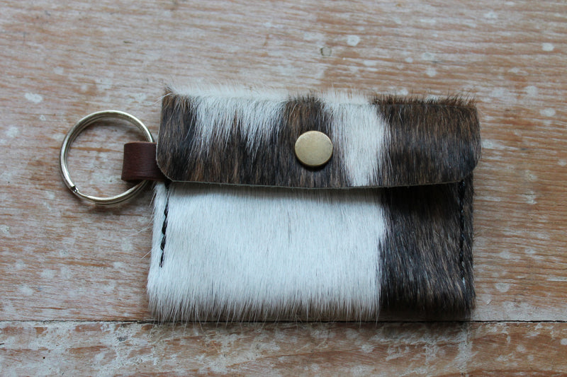 Brown and White Brindle Cowhide Fluffy Pouch