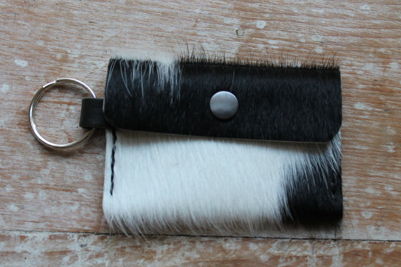 Black and White Cowhide Fluffy Pouch