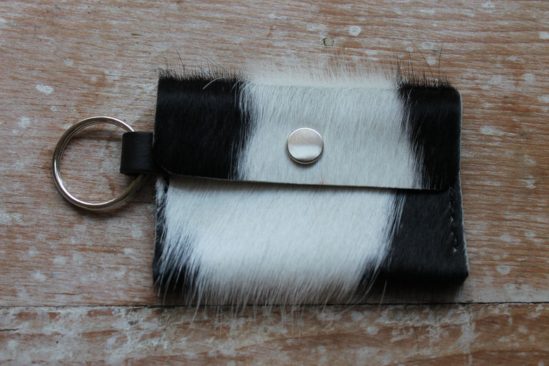 Black and White Cowhide Fluffy Pouch