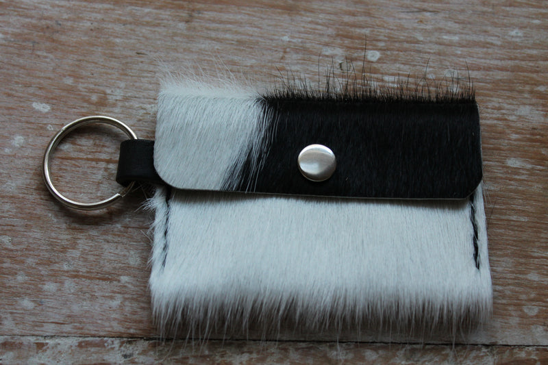 Black and White Cowhide Fluffy Pouch