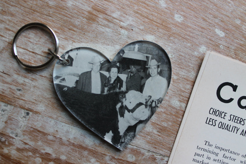 Vintage Hereford Herd Heart Keychain
