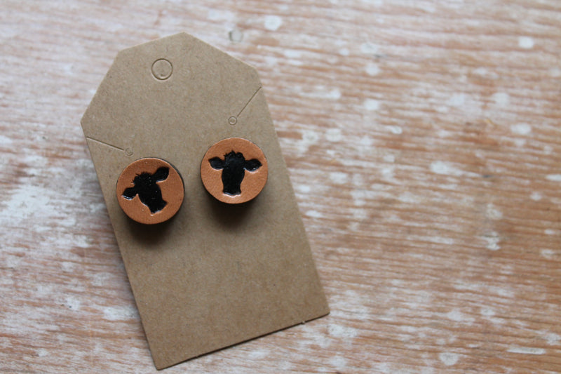 Mini Black Cow Head Studs