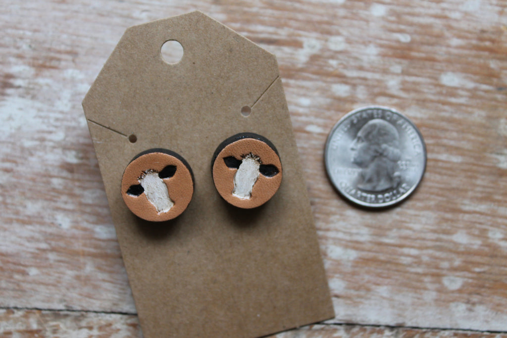 Mini Baldy Cow Head Studs