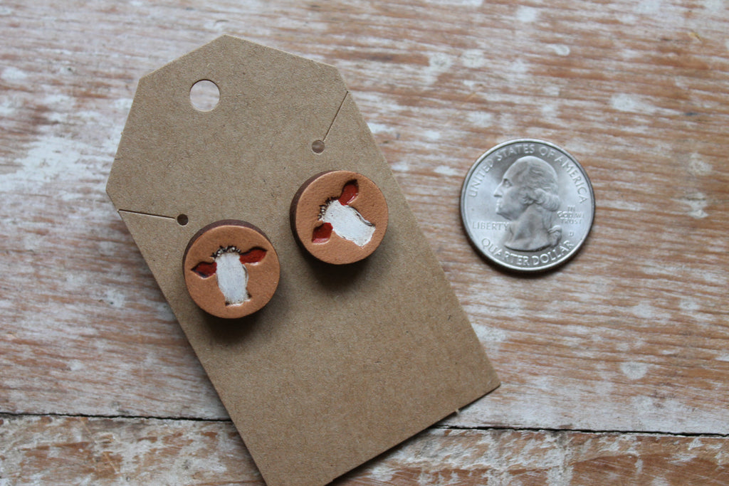 Mini Hereford Cow Head Studs