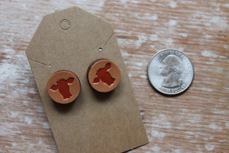 Mini Red Cow Head Studs
