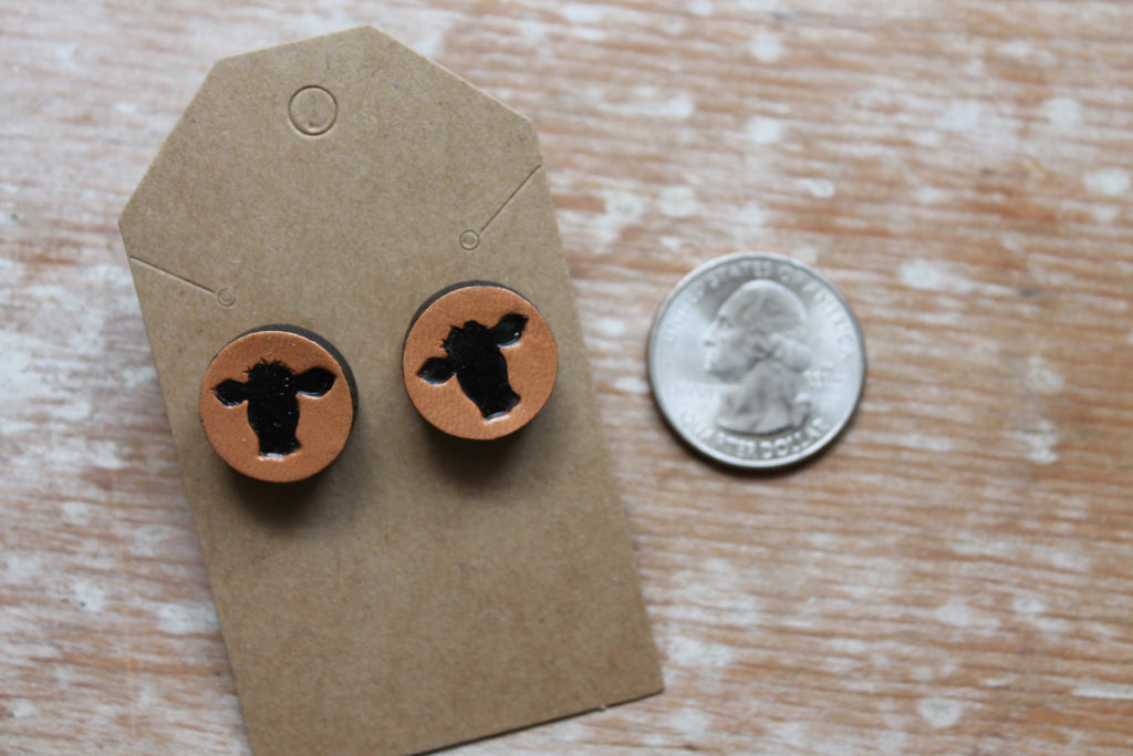 Mini Black Cow Head Studs