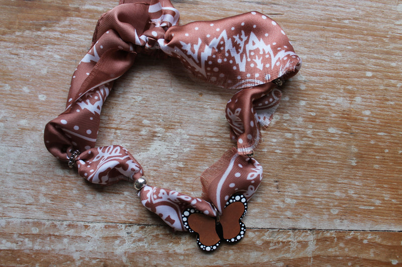 Rose Gold Leather Butterfly Bandana Choker