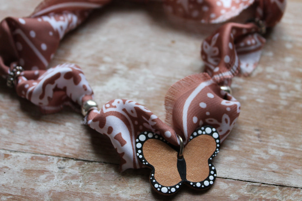 Rose Gold Leather Butterfly Bandana Choker