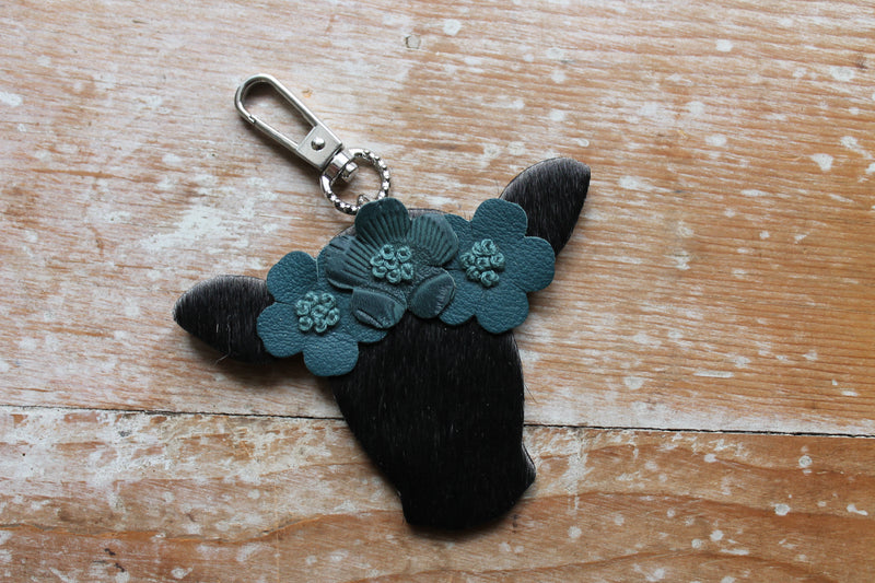 Happy Heifer Flower Crown Purse Charm