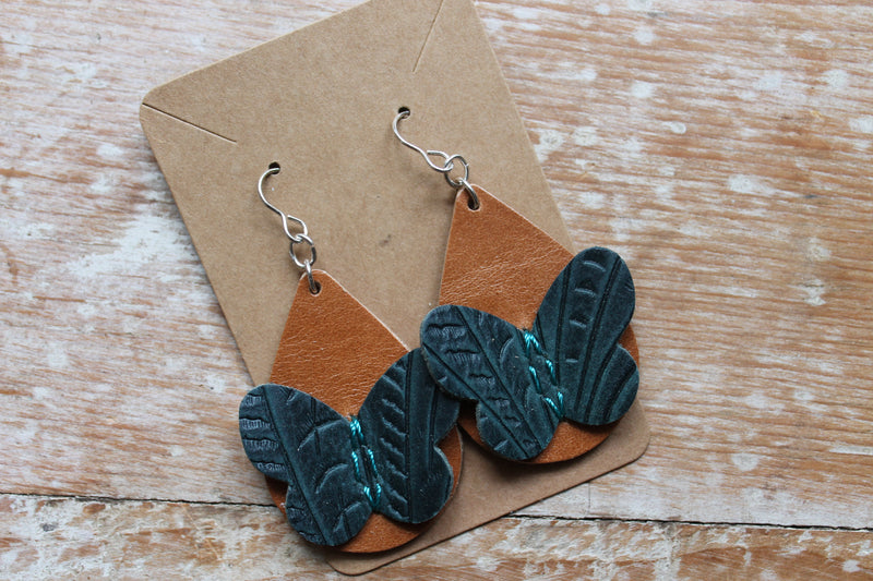 Western 3D Butterfly Tear Drop Earrings
