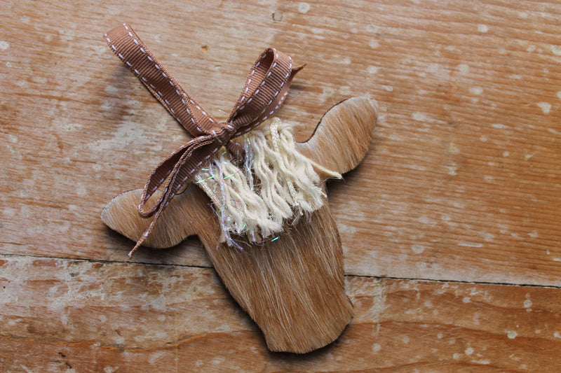 Boho Highland Heifer Ornament