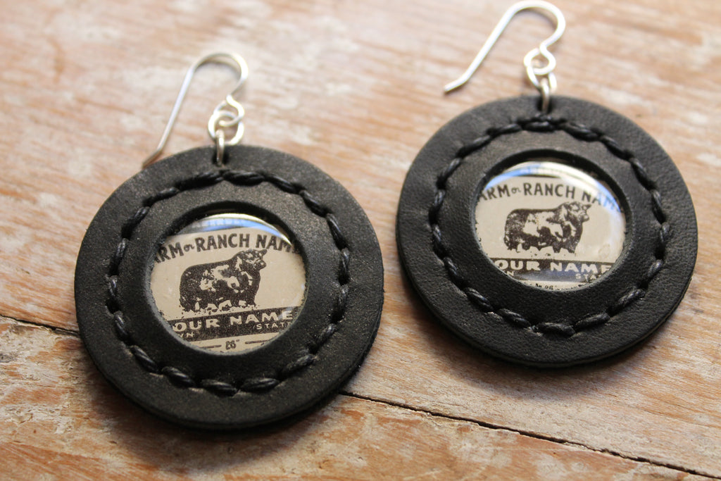Vintage Angus Button Earrings 1.5 inch