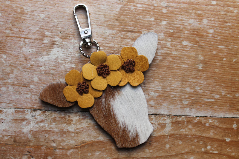Happy Heifer Flower Crown Purse Charm