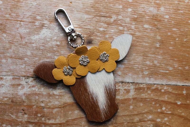 Happy Heifer Flower Crown Purse Charm