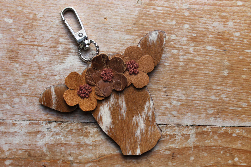 Happy Heifer Flower Crown Purse Charm