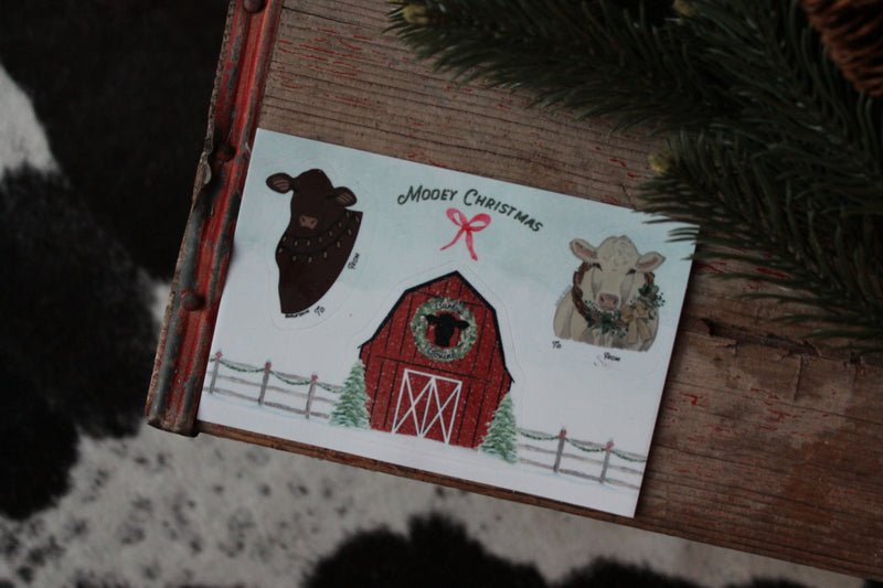 Christmas Cows Gift Tag Sticker Sheet