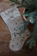 White and Silver Acid Washed Cowhide Heifer Head Inlay Stocking
